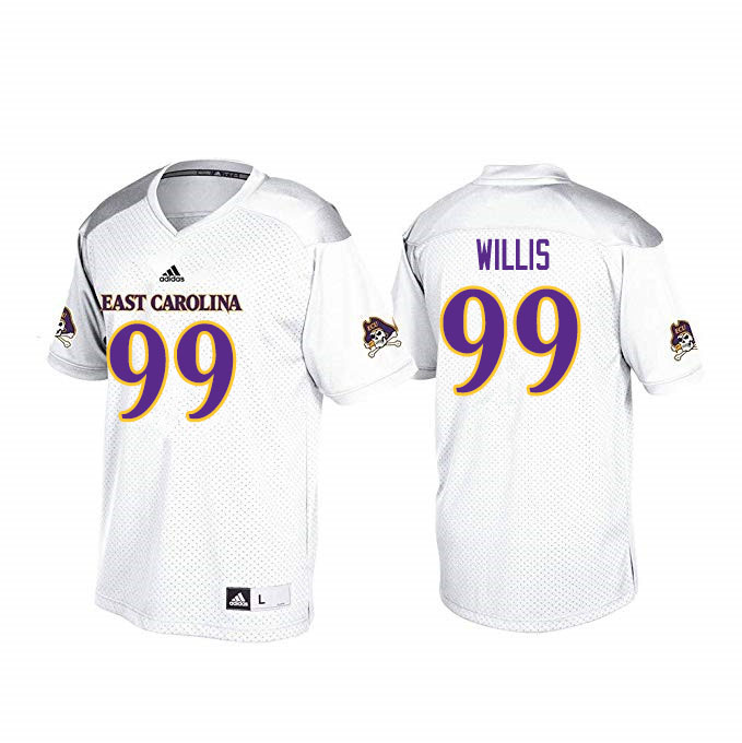 Men #99 Chris Willis ECU Pirates College Football Jerseys Sale-White - Click Image to Close